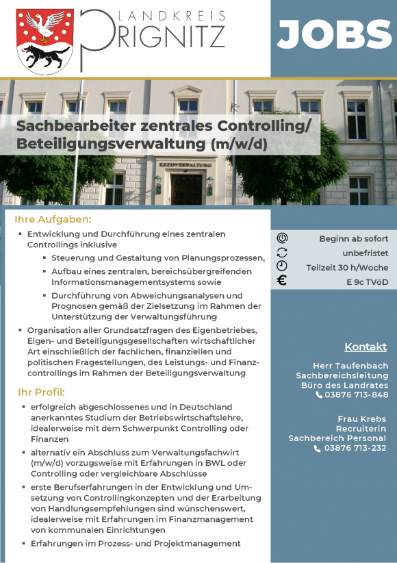 Sachbearbeiter zentrales Controlling/Beteiligungsverwaltung (m/w/d) - Seite 1